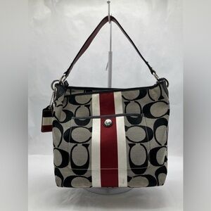 Coach Hamptons Weekend Signature Stripe Shoulder Bag